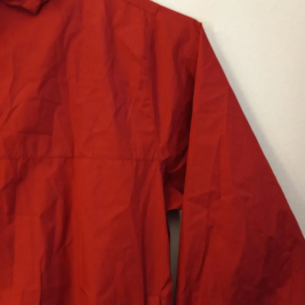Mens Large IZOD Lightweight Jacket Windbreaker Polyester Red Hooded Pockets Vntg
